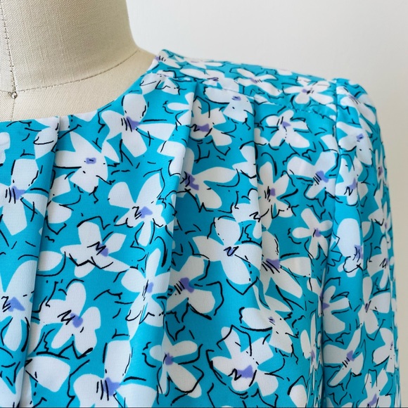 Vintage 80’s Pellini Petites Abstract Floral Midi Dress - Picture 5 of 16